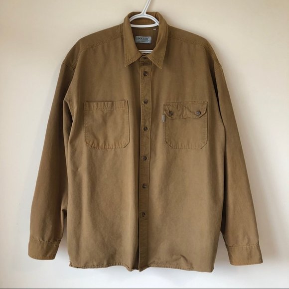 Vintage Dockers Levi’s Tan Work Shirt XL Button Up - Picture 1 of 6